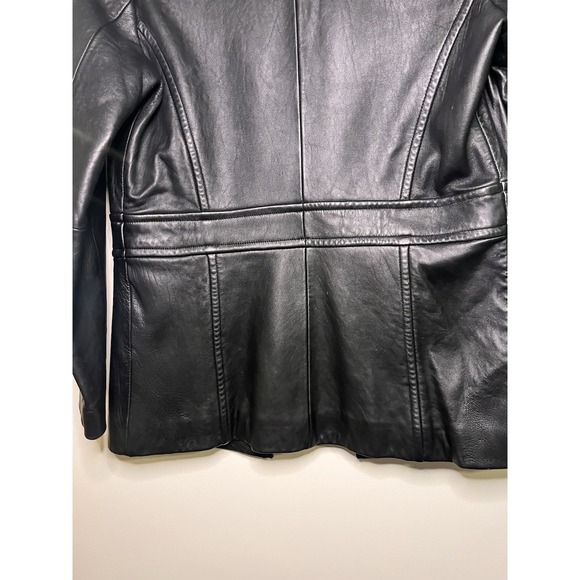 Merona Genuine Soft Leather Jacket Women's Black Button Lined Pockets S - Picture 9 of 9